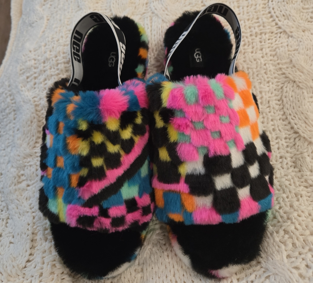 UGG Siize 12 Womans Colorful Slip On Slide Slippers